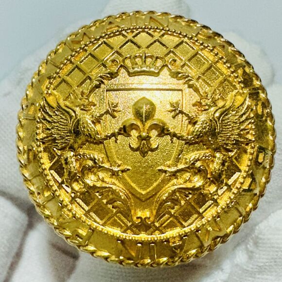 Balmain Antique Gold-Tone Brass Coin Ring Unisex Size M/ 7 NIB $595 - Picture 12 of 13